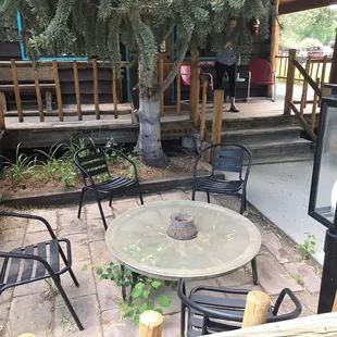 Nice outdoor seating off the lodge to relax.