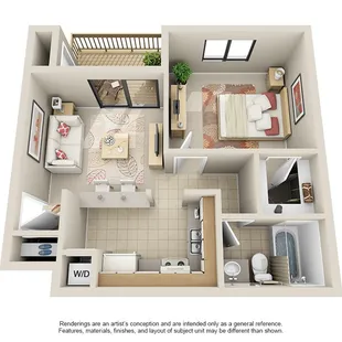 1 Bed, 1 Bath 526 Sq. Ft.