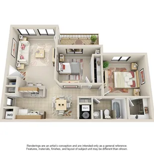 2 Bed, 1 Bath 900 Sq. Ft.