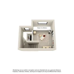 1 Bed Loft 823 Sq. Ft. (Upstairs)