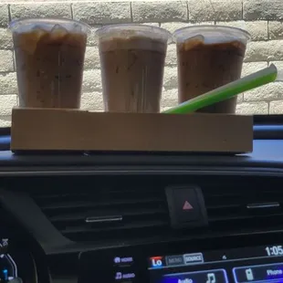 2  Vietnamese coffee  1 Boba Milk Tea,   that one is in the middle