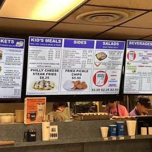 menus and prices of food