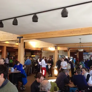 a large group of people in a restaurant