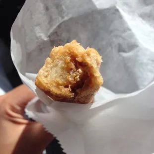Hard to see...sweet filling in my churro!