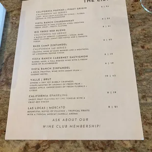 Wine menu