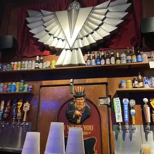 an eagle above a bar