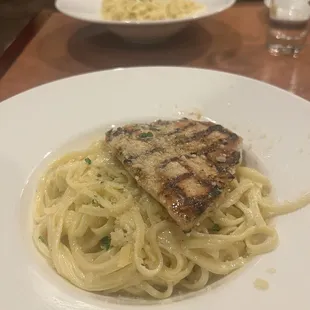 Chicken Alfredo-$13 for the pasta and $7 for the chicken.
