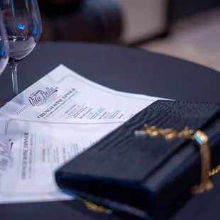 menu and wine glasses