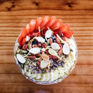 strawberries, almonds, strawberries, strawberries, almonds