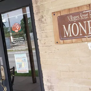 the entrance to the restaurant