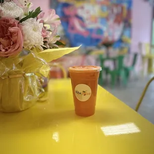 Carrot juice with ice cream