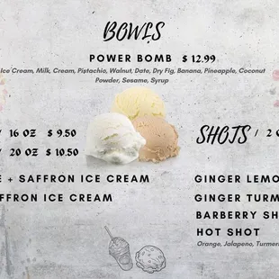 Bowls,specials and shots