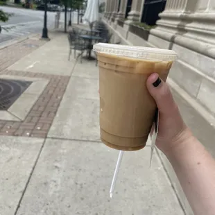 Salted caramel latte with oat milk