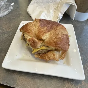 Sausage, egg, and cheese croissant
