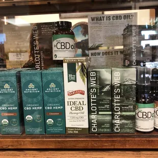 a display of cbd products