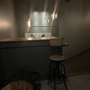 a bar and stools