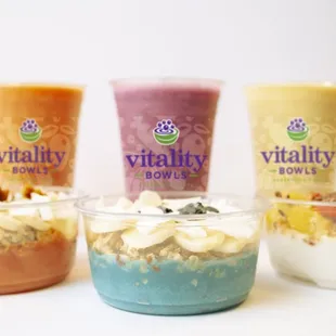 a variety of yogurts
