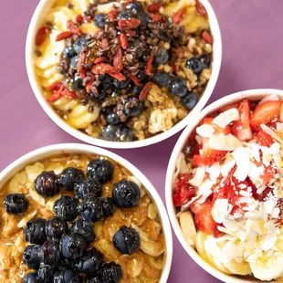 three bowls of food