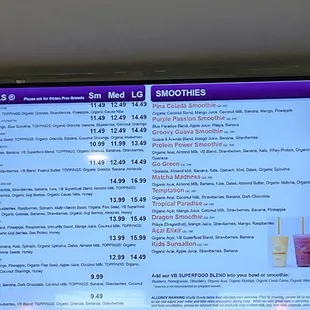 Menu board.