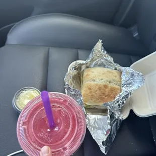 Steak Sandwich + Heaven Smoothie (Ginger Energy Shot CPB too)