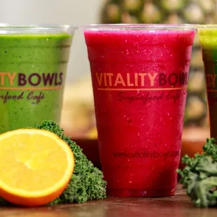 a variety of smoothies