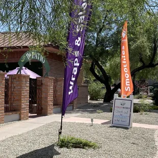 a purple and orange flag