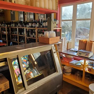 the inside of a wine shop