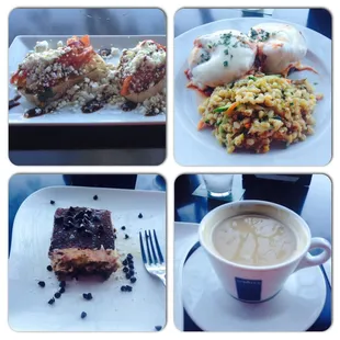 Bruschetta, Filet minion steak with eggplant, Teramisu and Coffee.