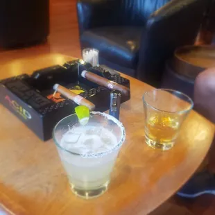 Fresh margarita and whisky