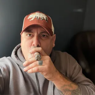 Lounging while having a cigar