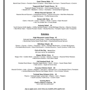 Dinner Menu 10/27/2022