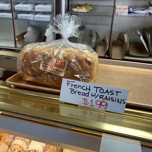 Yum! Grabbing the last loaf of French toast bread with raisins $1.99