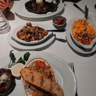 24 oz ribeye, mushrooms, surf &amp; turf, mashed potatoes