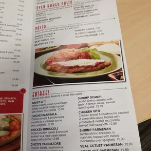 a menu for a restaurant