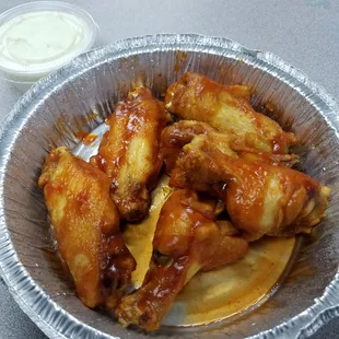 Bbq wings with a nice helping of Blue Cheese