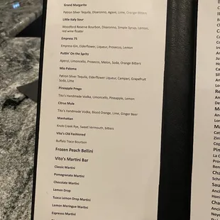 Cocktail Menu
