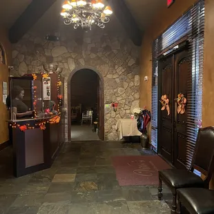 the entrance to the restaurant