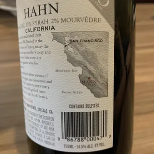 Hahn 2020 red wine