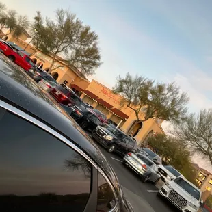 a parking lot full of cars