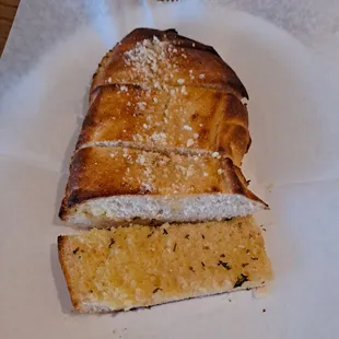 We really liked their homemade bread with Parmesan cheese, garlic butter and oregano. A loaf comes with a meal it&apos;s 3.50 extra for another