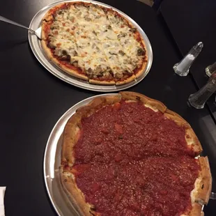 Thin mushroom &amp; deep dish Margherita
