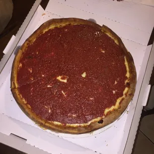 Deep dish cheese pizza
