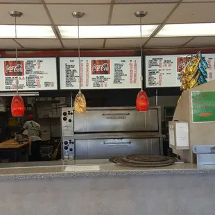 Counter with Pizza Ovens in background