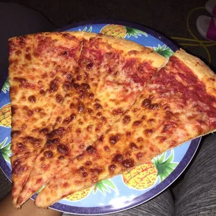 Pizza with flash on not squares nor fresh