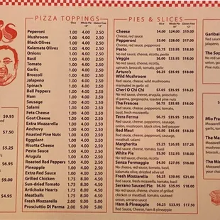Menu as of October 2023 (p. 1)