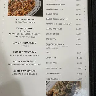 Menu as of Nov 28, 2022. The owner said new menu will be available in Jan 2023.  Not sure if they still have taco for Tuesday.