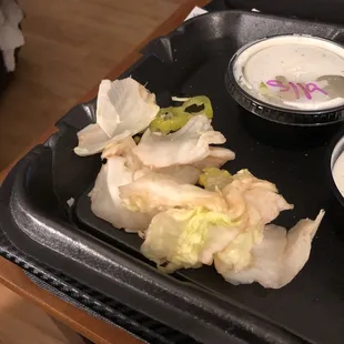 Bad, old, brown crappy lettuce. There wasn&apos;t even a green part of lettuce in my salad!