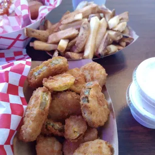 Fried pickles and fries
