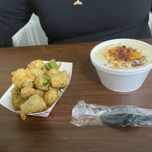 Potato Soup and Fried Okra