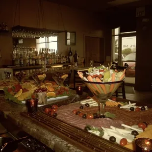 a buffet of food